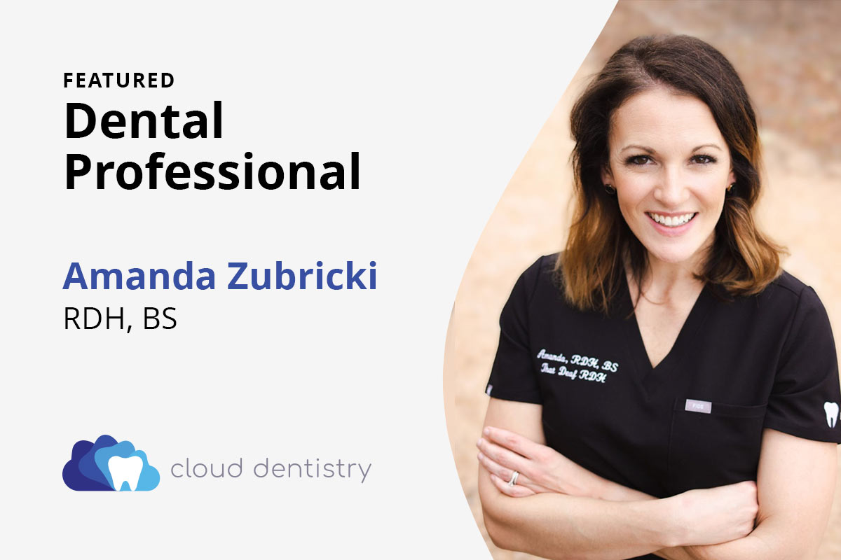 featured dental professional amanda zubricki rdh bs text along with her headshot